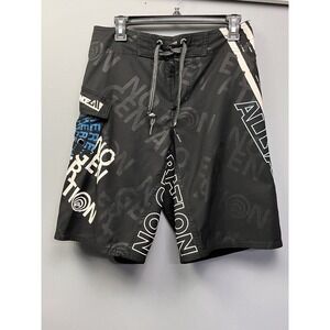 Allyance Board Shorts Mens 30 Black‎ No Generation Graphic Print Surf Skate Y2K